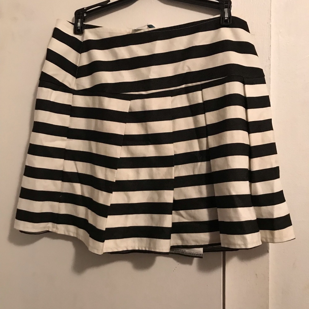 A-Line Pleated Stripe Mini Skirt